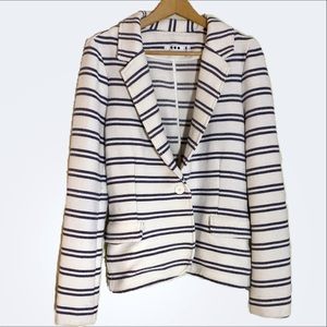 Three Dots White and Black Striped Blazer And Coordinating Tank